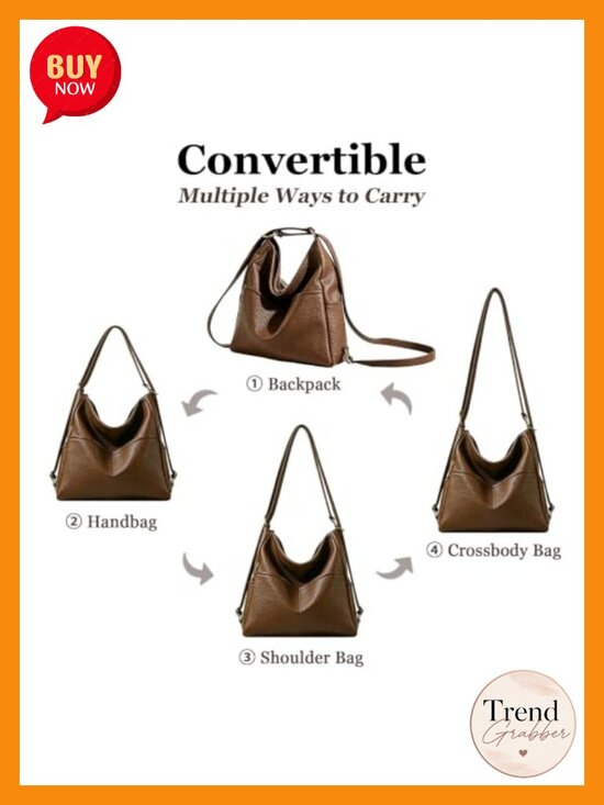 Convertible 4-in-1 Backpack Purse for Women PU Leather Tote Shoulder Crossbody main image 4